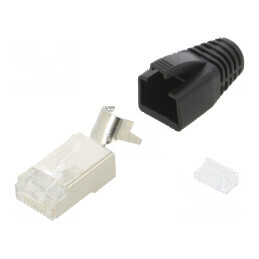 Conector RJ45 Cat 6 ecranat cu manșon pe cablu, mufă PIN 8 | Electronic-mag.ro | Componente Electronice