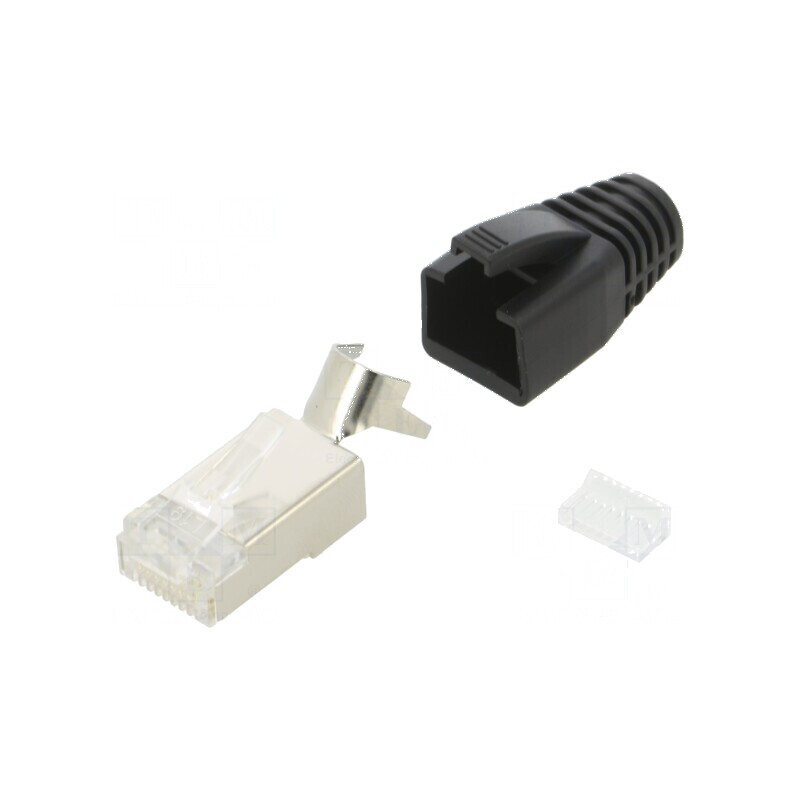 Conector RJ45 Cat 6 ecranat cu manșon pe cablu, mufă PIN 8 | Electronic-mag.ro | Componente Electronice Conector RJ45 Cat 6 ecranat cu manșon pe cablu, mufă PIN 8 | Electronic-mag.ro | Componente Electronice