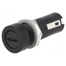 Clemă siguranţe cilindrice 5x20mm 10A neagră 250VAC pe panou | Electronic-mag.ro | Componente Electronice