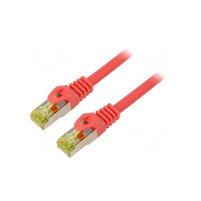 Patch cord S/FTP 6a 0,25m LSZH roşu 27AWG | Electronic-mag.ro | Componente Electronice