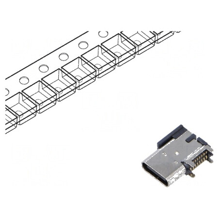 Conector USB C soclu SMT 16 PIN lateral 90° | Electronic-mag.ro | Componente Electronice