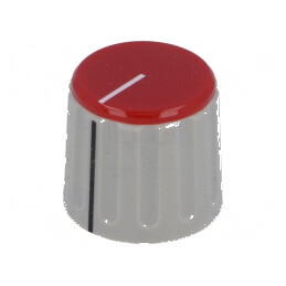 Buton rotativ ABS cu indicator 6mm Ø21,3x18,8mm gri roșu | Electronic-mag.ro | Componente Electronice