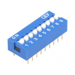 Comutator DIP-SWITCH 9 Secţiuni ON-OFF 0,05A 12VDC | Electronic-mag.ro | Componente Electronice