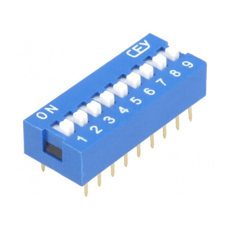 Comutator DIP-SWITCH 9 Secţiuni ON-OFF 0,05A 12VDC | Electronic-mag.ro | Componente Electronice