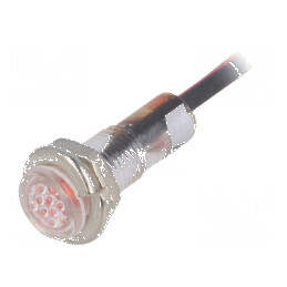 Lampă LED plată roșie 12VDC Ø5,2mm IP40 ØLED 3mm | Electronic-mag.ro | Componente Electronice