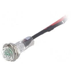Lampă LED plată verde 24VDC Ø5,2mm IP40 ØLED 3mm | Electronic-mag.ro | Componente Electronice