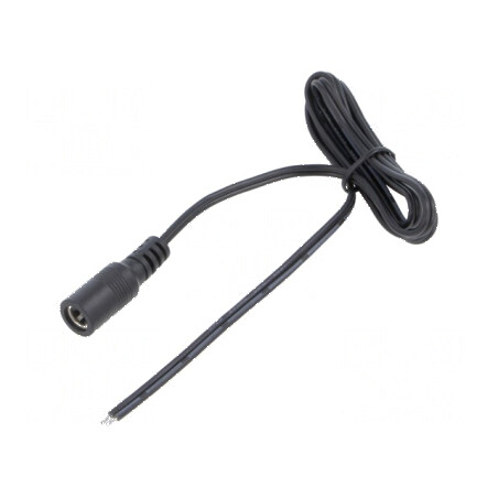 Cablu DC 5,5/2,5 soclu drept 1m 2x0,5mm2 negru/gri | Electronic-mag.ro | Componente Electronice