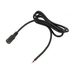 Cablu DC 5,5/2,1 soclu drept 2x0,5mm2 negru 1m -20÷80°C | Electronic-mag.ro | Componente Electronice
