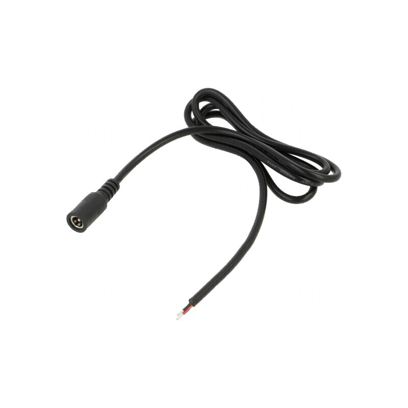 Cablu DC 5,5/2,1 soclu drept 2x0,5mm2 negru 1m -20÷80°C | Electronic-mag.ro | Componente Electronice