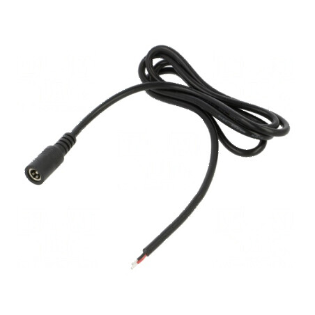 Cablu DC 5,5/2,1 soclu drept 2x0,5mm2 negru 1m -20÷80°C | Electronic-mag.ro | Componente Electronice