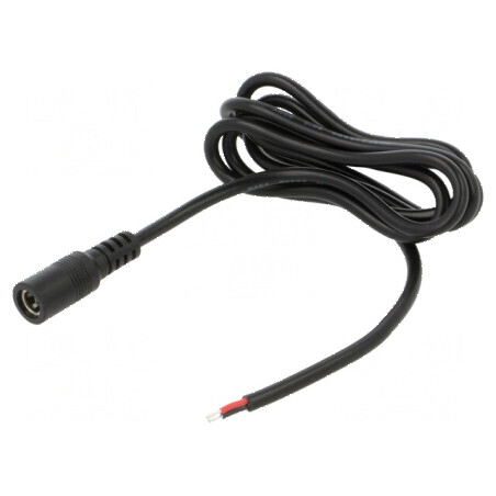 Cablu DC 5,5/2,5 soclu drept negru 1m 2x0,5mm2 | Electronic-mag.ro | Componente Electronice