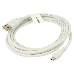 Cablu USB 2.0 A la micro B aurit 1,8m alb | Electronic-mag.ro | Componente Electronice
