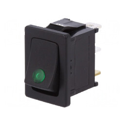 Rocker ON-OFF 16A/12VDC negru cu LED 12V | Electronic-mag.ro | Componente Electronice