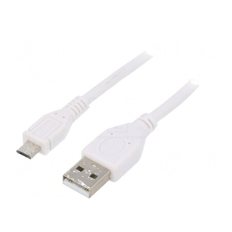 Cablu USB 2.0 A la micro B 1m alb PVC aurit | Electronic-mag.ro | Componente Electronice