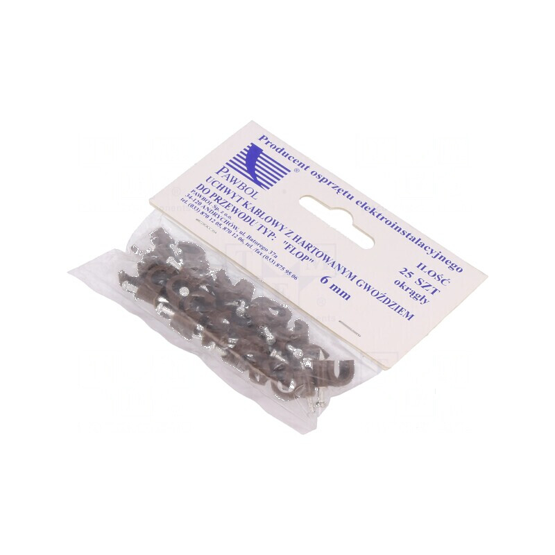 Element de susținere maro pe cablu rotund - 25 bucăți cu cui 6mm | Electronic-mag.ro | Componente Electronice