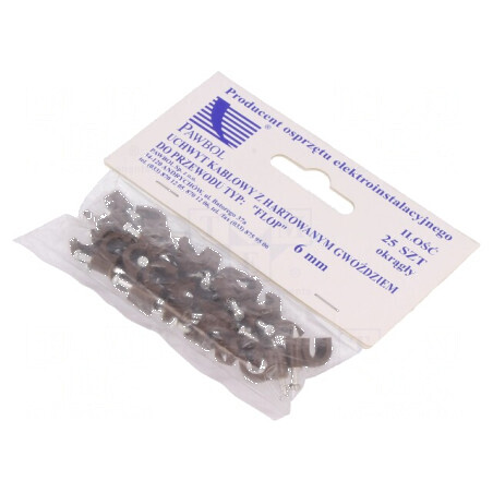 Element de susținere maro pe cablu rotund - 25 bucăți cu cui 6mm | Electronic-mag.ro | Componente Electronice