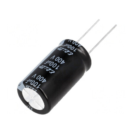Condensator electrolitic THT 100uF 400VDC 18x31,5mm ±20% | Electronic-mag.ro | Componente Electronice