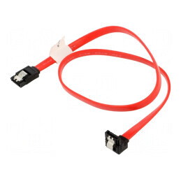 Cablu SATA 0,5m roșu cu mufe în unghi | Electronic-mag.ro | Componente Electronice