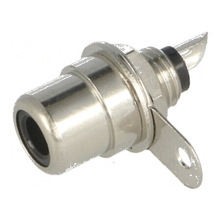 Conector RCA soclu mamă drept lipire nichelat negru | Electronic-mag.ro | Componente Electronice