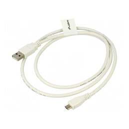 Cablu USB 2.0 A la micro B 1m alb 30AWG aurit | Electronic-mag.ro | Componente Electronice