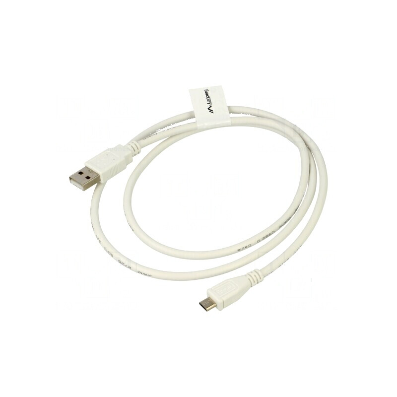 Cablu USB 2.0 A la micro B 1m alb 30AWG aurit | Electronic-mag.ro | Componente Electronice