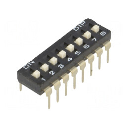 Comutator DIP-SWITCH 8 secţiuni ON-OFF 0,1A/24VDC THT | Electronic-mag.ro | Componente Electronice