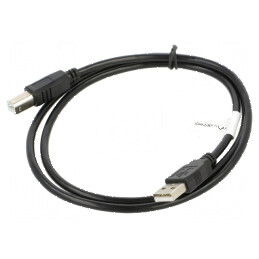 Cablu USB 2.0 A-B aurit 1m negru Fire: Cu | Electronic-mag.ro | Componente Electronice