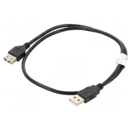 Cablu USB 2.0 A-A 0,7m negru 30AWG aurit | Electronic-mag.ro | Componente Electronice