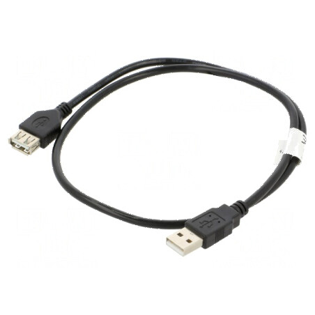 Cablu USB 2.0 A-A 0,7m negru 30AWG aurit | Electronic-mag.ro | Componente Electronice