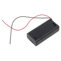 Suport baterii AA R6 cu 2 cabluri negre | Electronic-mag.ro | Componente Electronice