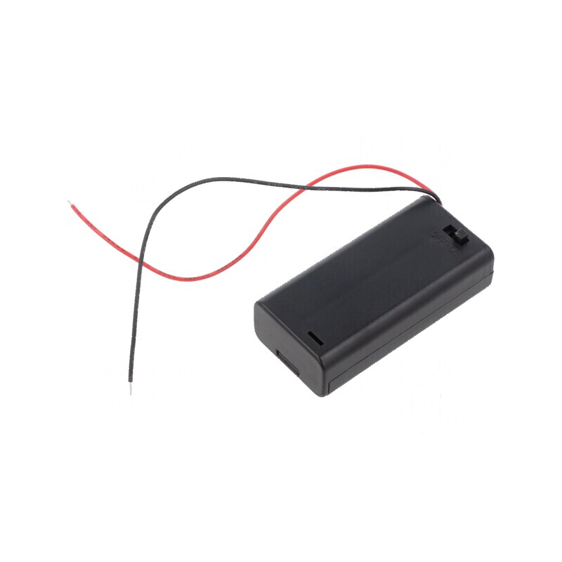 Suport baterii AA R6 cu 2 cabluri negre | Electronic-mag.ro | Componente Electronice
