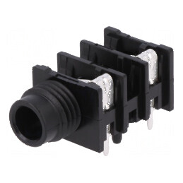 Conector Jack 6,3mm soclu mamă unghi 90° THT 2 piste | Electronic-mag.ro | Componente Electronice