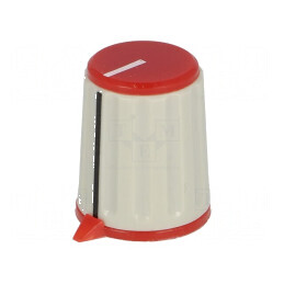 Buton rotativ ABS cu indicator Ø6mm, Ø15,6x19,2mm, gri roșu | Electronic-mag.ro | Componente Electronice