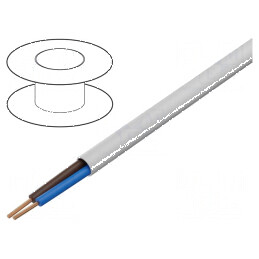 Cablu H05VV-F 2x1mm2 Cu PVC alb 300V 500V | Electronic-mag.ro | Componente Electronice