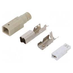 Conector USB B mufă tată pe cablu lipire PIN 4 drept gri | Electronic-mag.ro | Componente Electronice