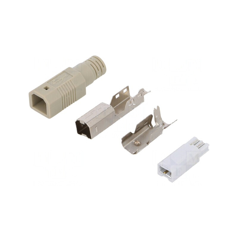 Conector USB B mufă tată pe cablu lipire PIN 4 drept gri | Electronic-mag.ro | Componente Electronice Conector USB B mufă tată pe cablu lipire PIN 4 drept gri | Electronic-mag.ro | Componente Electronice