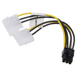 Cablu alimentare Molex tată x2 la PCIe 6pin mamă 150mm | Electronic-mag.ro | Componente Electronice