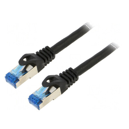 Patch cord S/FTP 6a CCA LSZH negru 0,25m 26AWG | Electronic-mag.ro | Componente Electronice