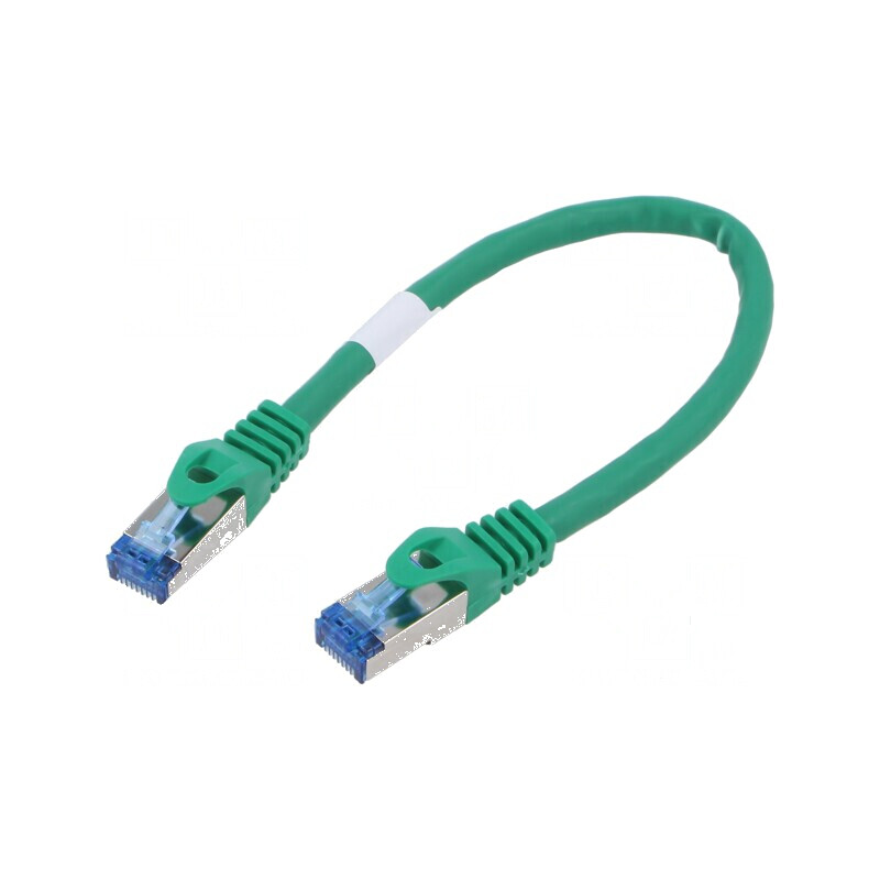 Patch cord S/FTP 6a 0,25m CCA LSZH verde 26AWG | Electronic-mag.ro | Componente Electronice