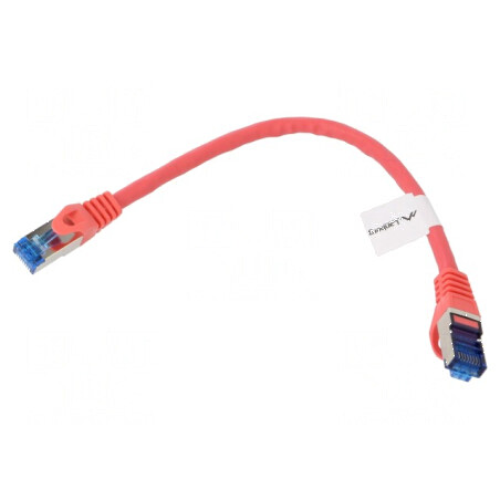 Patch cord S/FTP 6a CCA LSZH roșu 0,25m 26AWG | Electronic-mag.ro | Componente Electronice