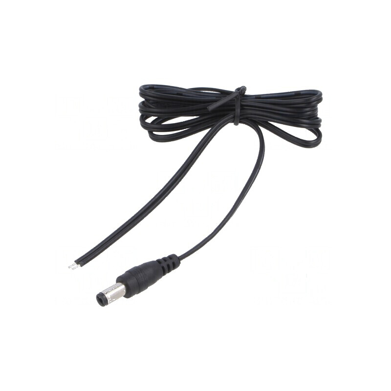 Cablu DC 5,5/2,1 2x0,5mm2 mufe drept, 1m, negru și gri | Electronic-mag.ro | Componente Electronice