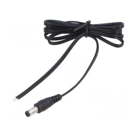 Cablu DC 5,5/2,1 2x0,5mm2 mufe drept, 1m, negru și gri | Electronic-mag.ro | Componente Electronice