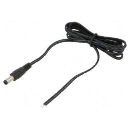 Cablu DC 5,5/2,5 mm 1m cu mufă drept, negru și gri 2x0,5mm2 | Electronic-mag.ro | Componente Electronice