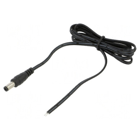Cablu DC 5,5/2,5 mm 1m cu mufă drept, negru și gri 2x0,5mm2 | Electronic-mag.ro | Componente Electronice