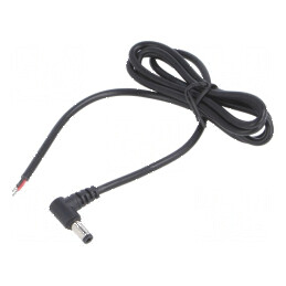 Cablu DC 5,5/2,1 cu mufa în unghi negru 1m 2x0,5mm² -20÷80°C | Electronic-mag.ro | Componente Electronice