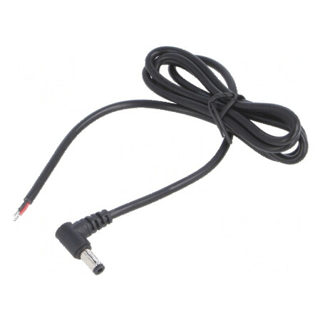 Cablu DC 5,5/2,1 cu mufa în unghi negru 1m 2x0,5mm² -20÷80°C | Electronic-mag.ro | Componente Electronice