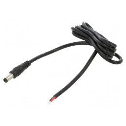 Cablu DC 5,5/2,5 mufă drept negru 1m 2x0,5mm2  -20÷80°C | Electronic-mag.ro | Componente Electronice