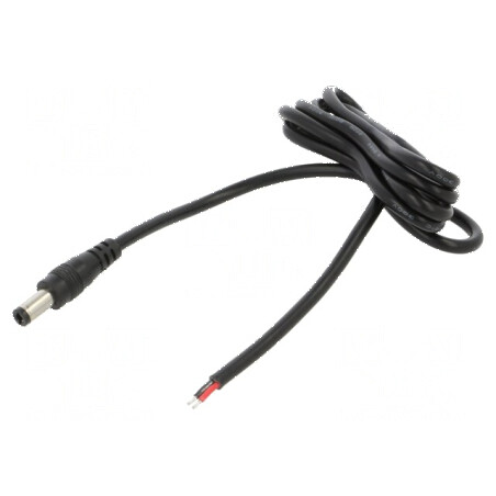 Cablu DC 5,5/2,5 mufă drept negru 1m 2x0,5mm2  -20÷80°C | Electronic-mag.ro | Componente Electronice