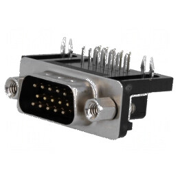 D-Sub HD 15 Pin Soclu Tată 90° THT Alamă | Electronic-mag.ro | Componente Electronice