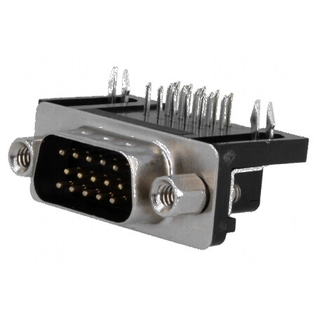D-Sub HD 15 Pin Soclu Tată 90° THT Alamă | Electronic-mag.ro | Componente Electronice